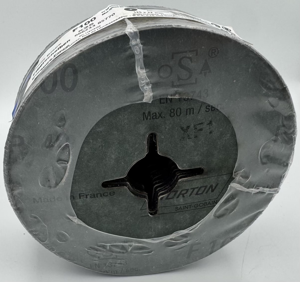 KRĄŻEK FIBROWY 125X22MM GR40 NORTON F100, TARCZA FIBROWA, DYSK FIBROWY